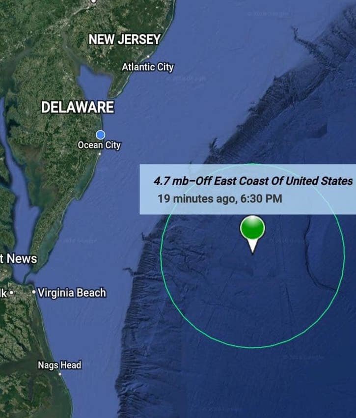 Magnitude 4.7 Earthquake off the Coast of Ocean City, MD