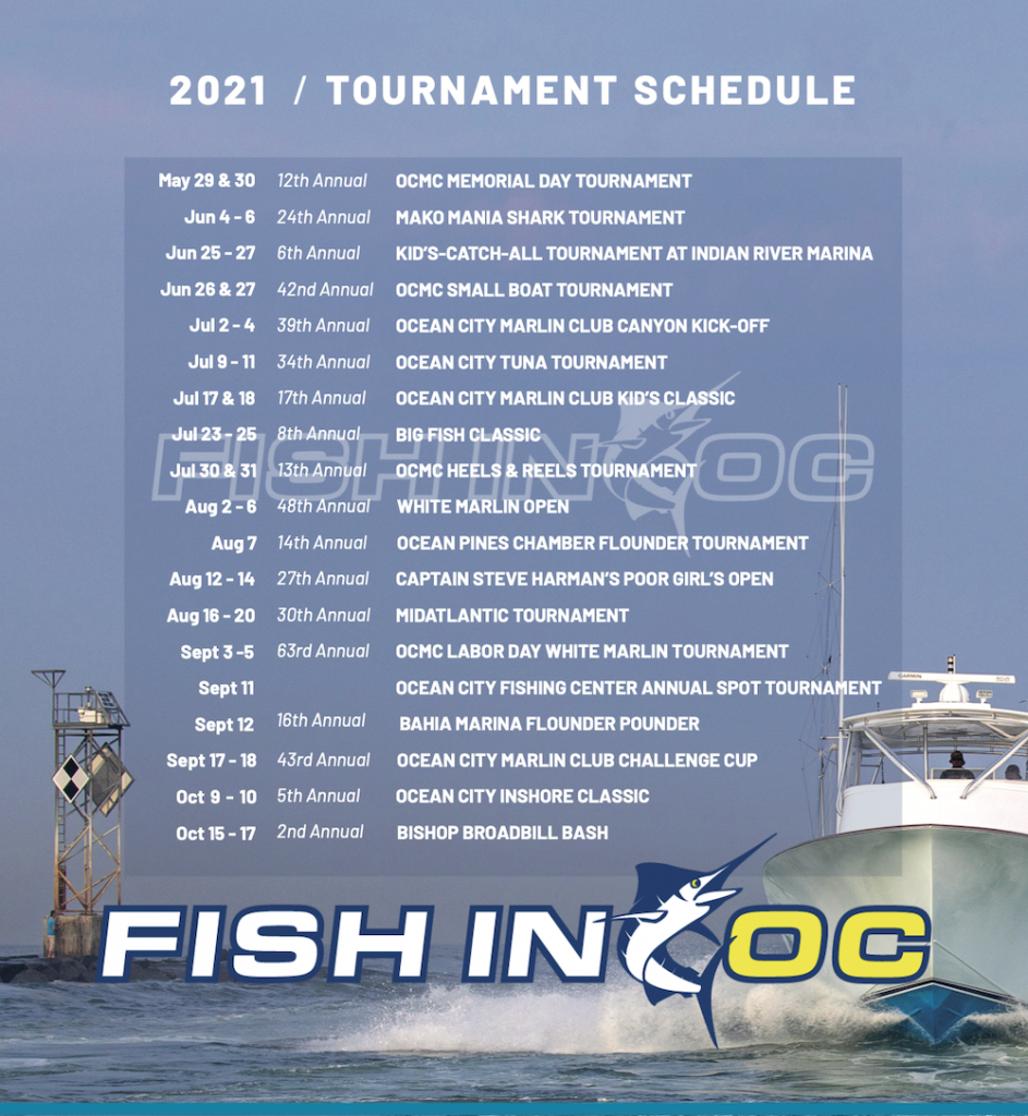 Fishing Tournament Calendar for Ocean City Maryland Area Competitions