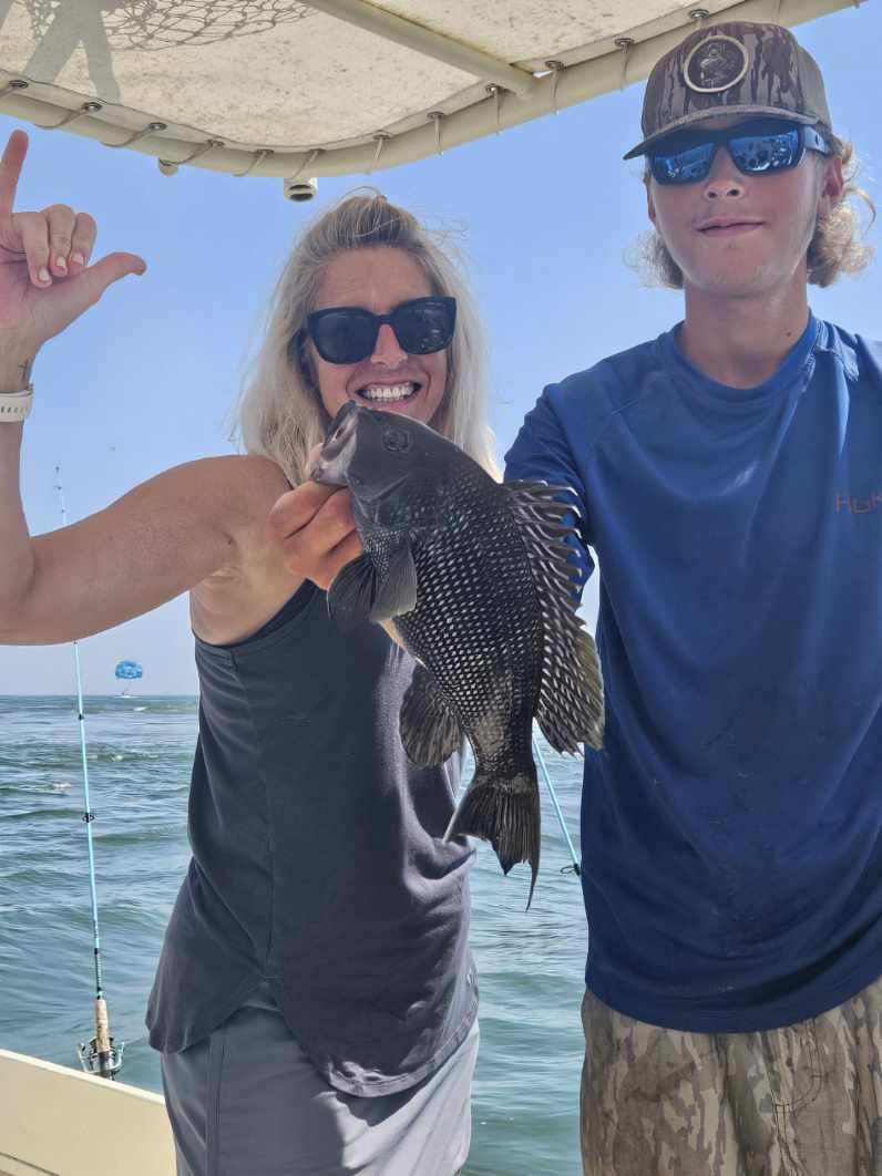 Keeper Sized Sea Bass in the OC Inlet